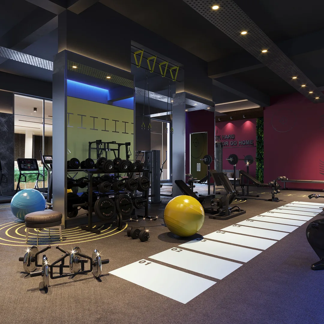 Modern fitness studio interior