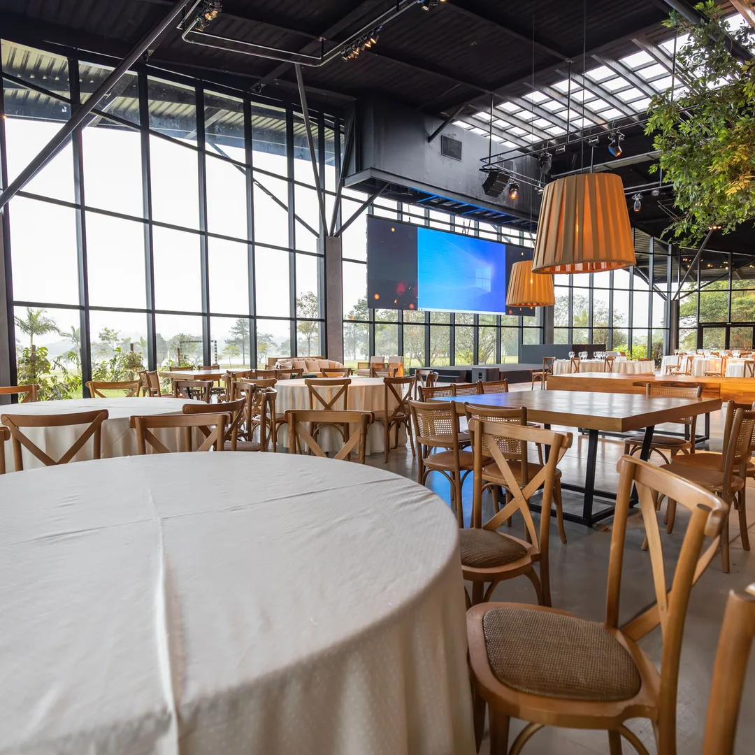 Warm restaurant dining room